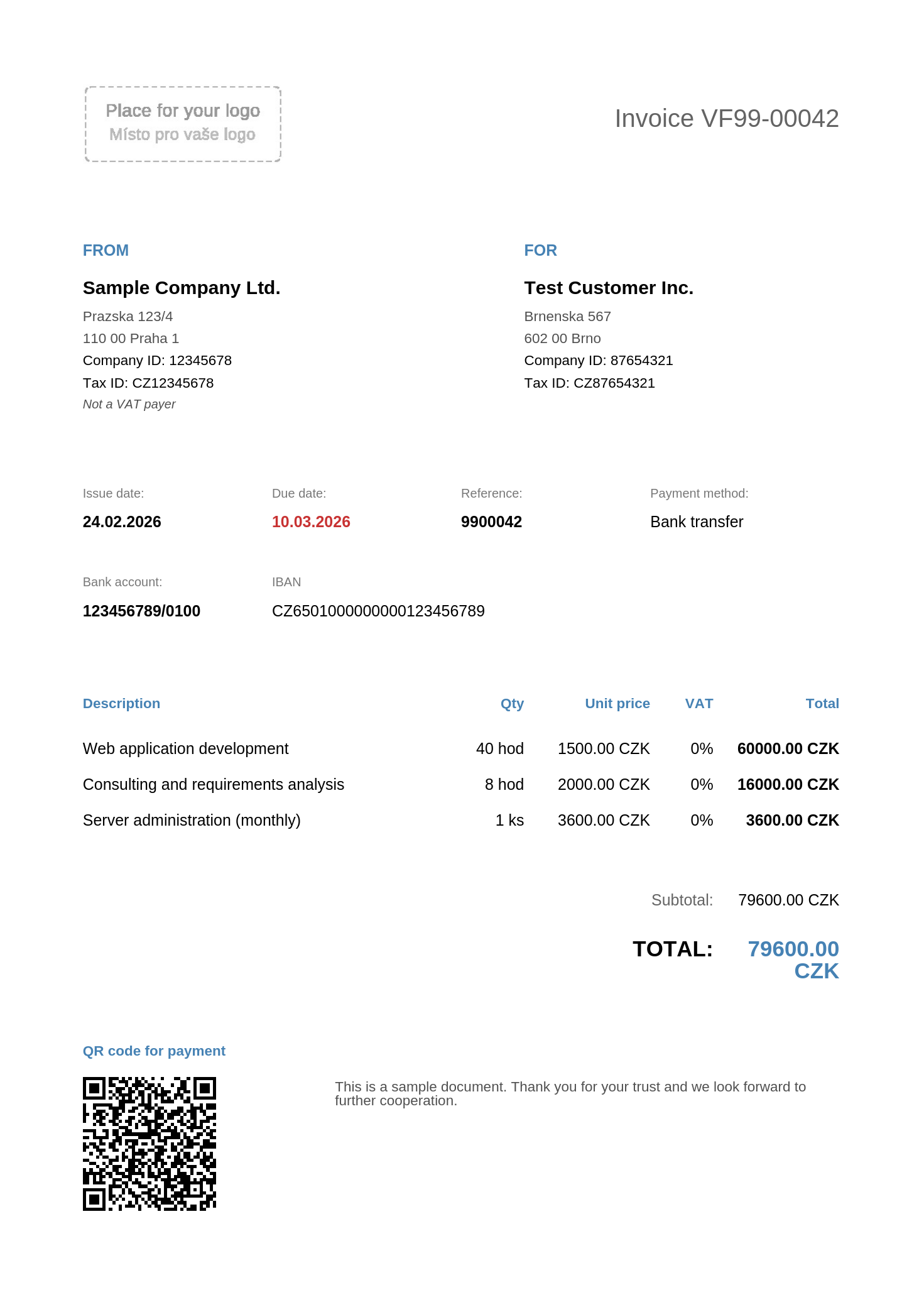 Moderní PDF šablona faktury